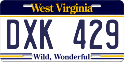 WV license plate DXK429