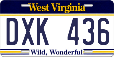 WV license plate DXK436