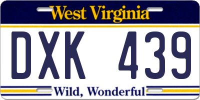 WV license plate DXK439