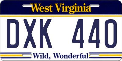 WV license plate DXK440