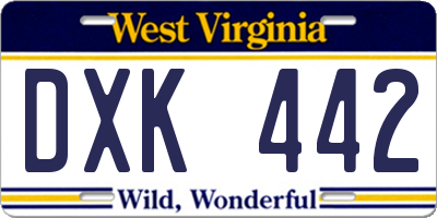 WV license plate DXK442