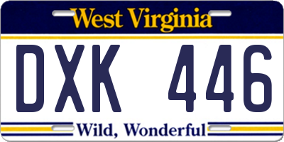 WV license plate DXK446