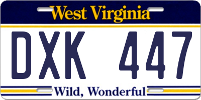 WV license plate DXK447