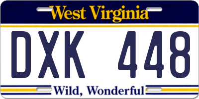 WV license plate DXK448