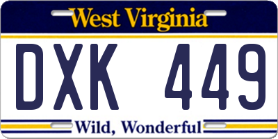 WV license plate DXK449