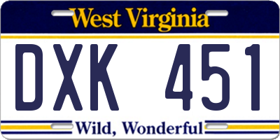 WV license plate DXK451