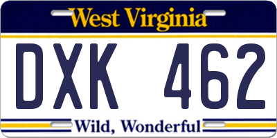 WV license plate DXK462