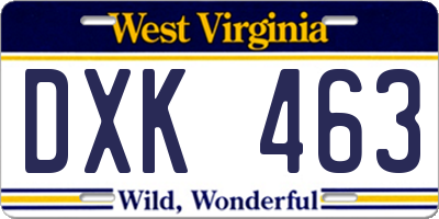 WV license plate DXK463