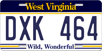 WV license plate DXK464