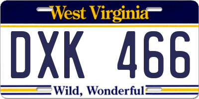 WV license plate DXK466