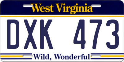 WV license plate DXK473