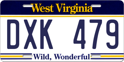WV license plate DXK479