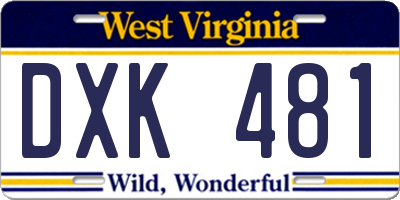 WV license plate DXK481