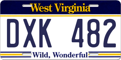 WV license plate DXK482