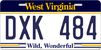 WV license plate DXK484
