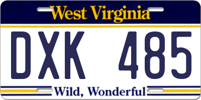 WV license plate DXK485