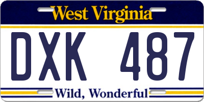 WV license plate DXK487
