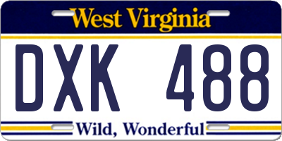 WV license plate DXK488