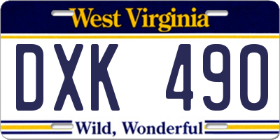 WV license plate DXK490