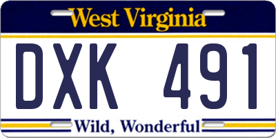 WV license plate DXK491