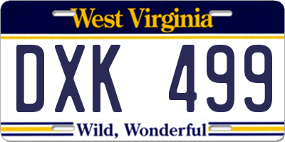 WV license plate DXK499