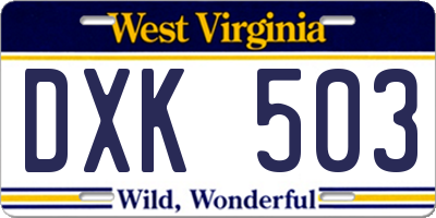 WV license plate DXK503