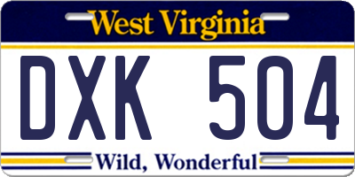 WV license plate DXK504