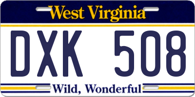 WV license plate DXK508