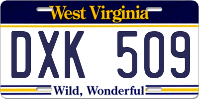 WV license plate DXK509