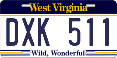 WV license plate DXK511