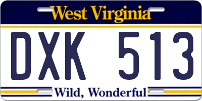 WV license plate DXK513