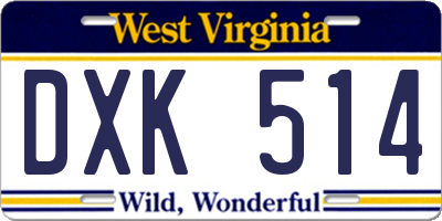 WV license plate DXK514