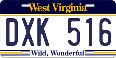 WV license plate DXK516