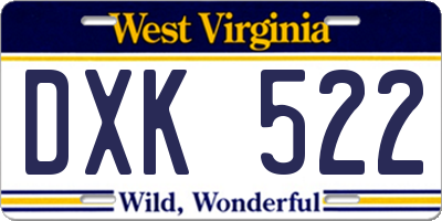 WV license plate DXK522