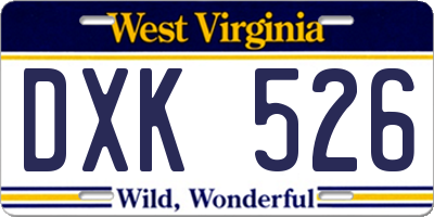 WV license plate DXK526
