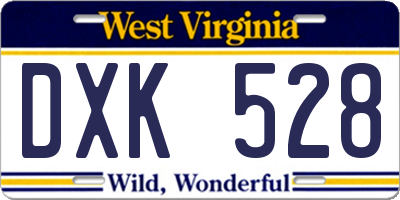 WV license plate DXK528