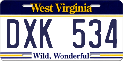 WV license plate DXK534