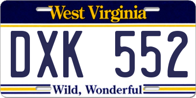 WV license plate DXK552