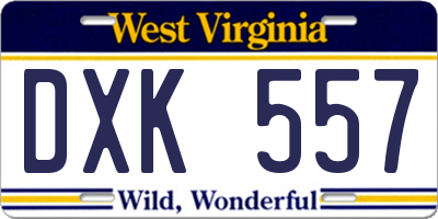 WV license plate DXK557
