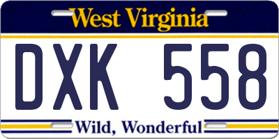 WV license plate DXK558