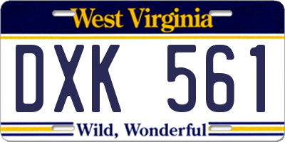 WV license plate DXK561