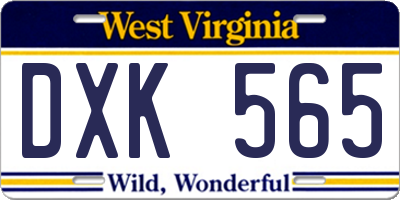 WV license plate DXK565