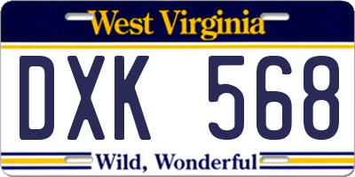WV license plate DXK568