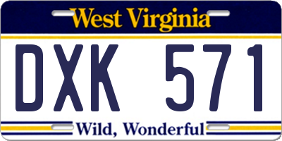 WV license plate DXK571