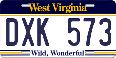 WV license plate DXK573