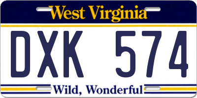 WV license plate DXK574