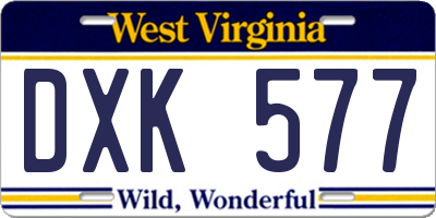 WV license plate DXK577