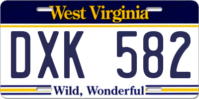 WV license plate DXK582