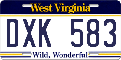 WV license plate DXK583