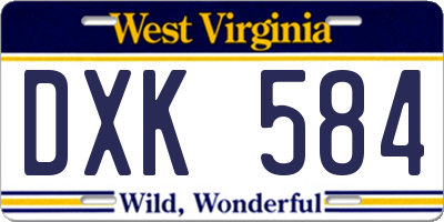WV license plate DXK584